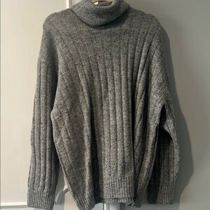 Mango Gray oversized Ribbed wool blend Sweater